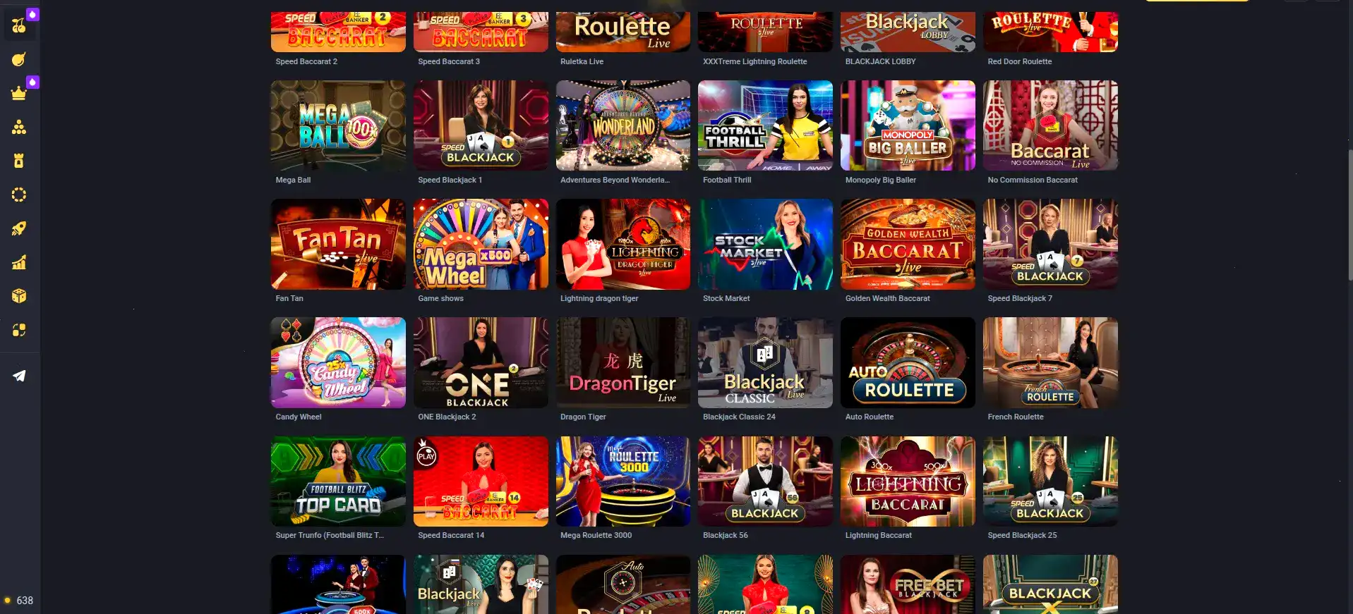 Интерфейс игрового зала казино Йойо на компьютере